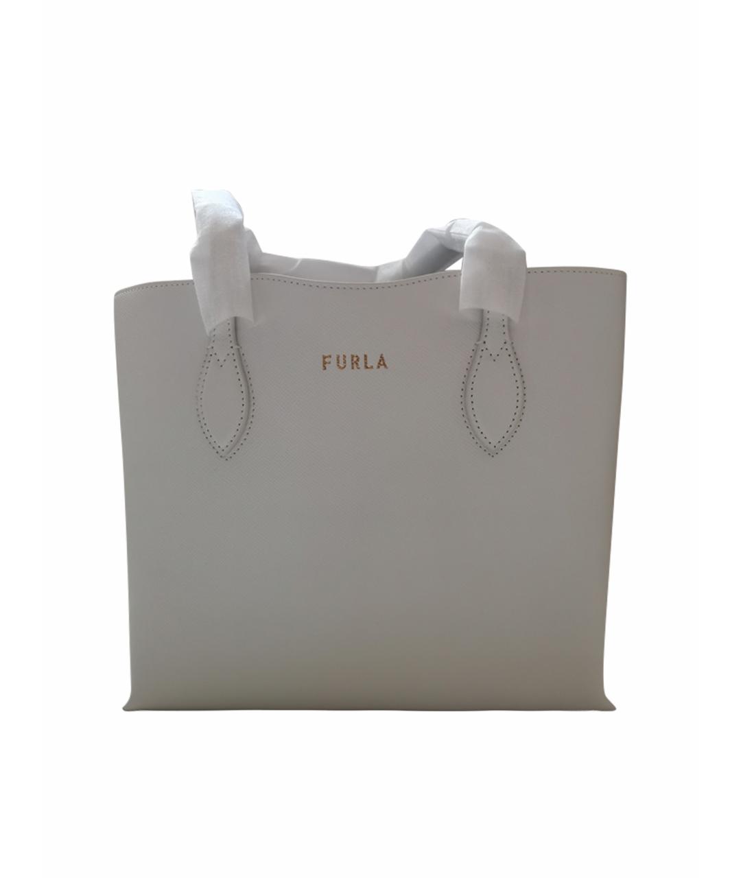 FURLA Белая кожаная сумка тоут, фото 1