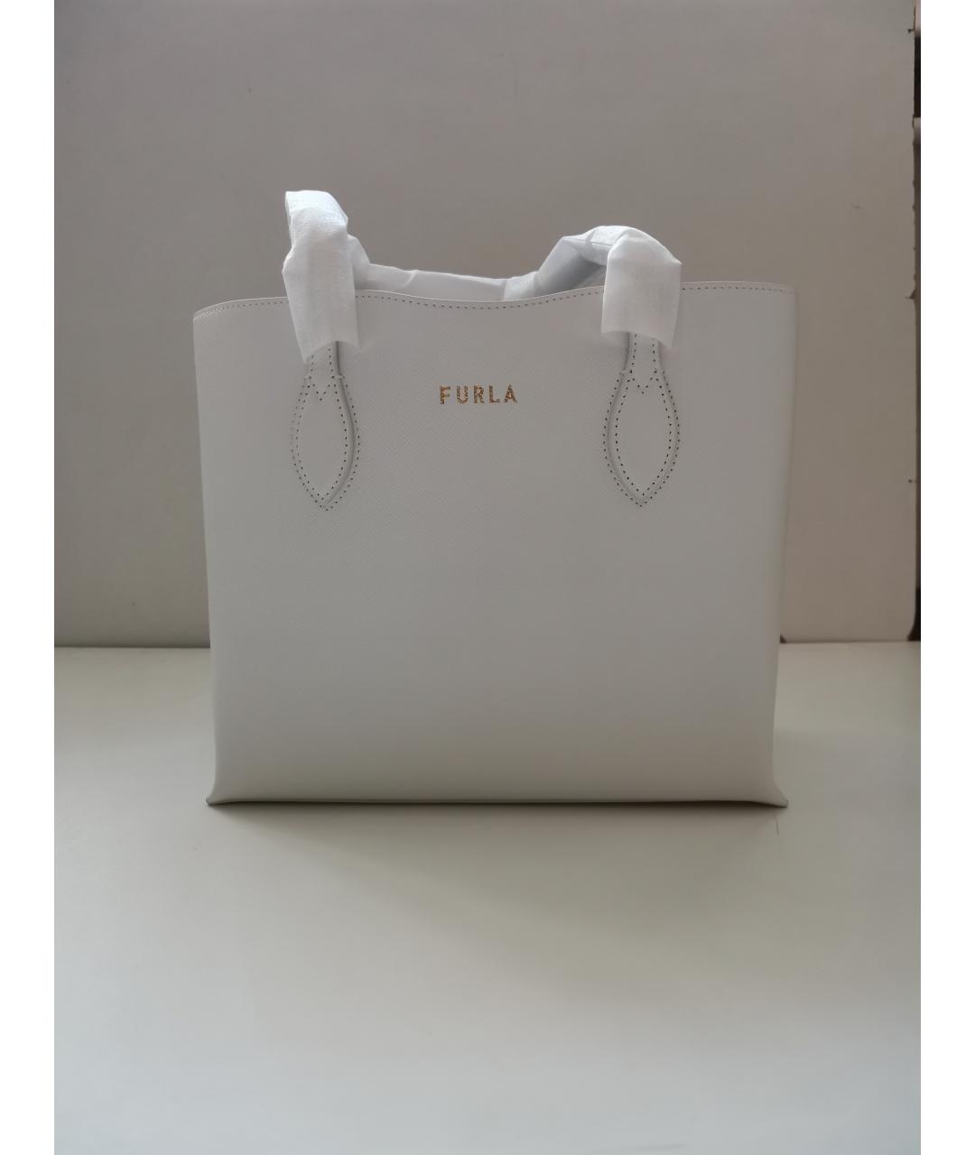 FURLA Белая кожаная сумка тоут, фото 6