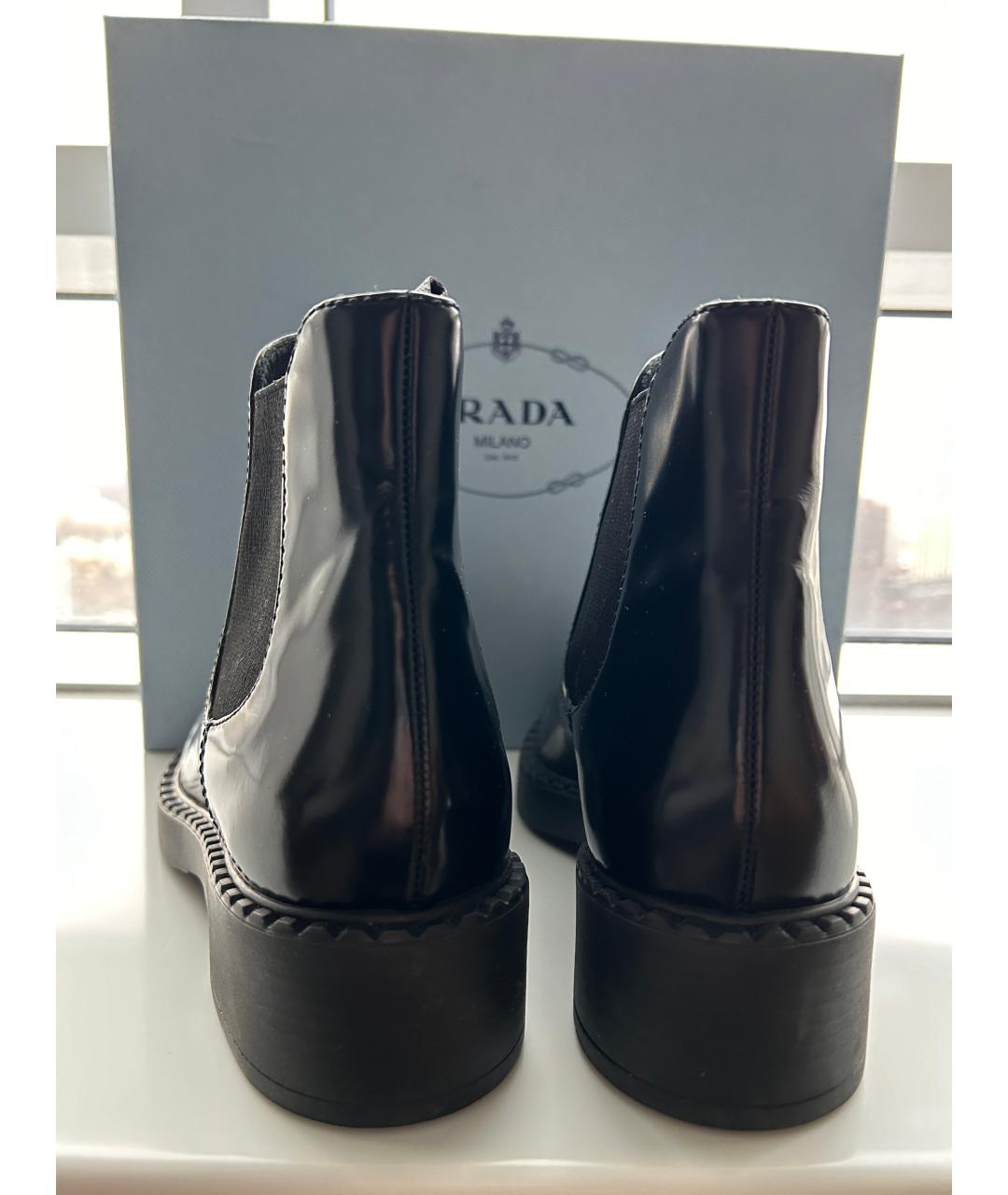 PRADA Черные кожаные полусапоги, фото 4