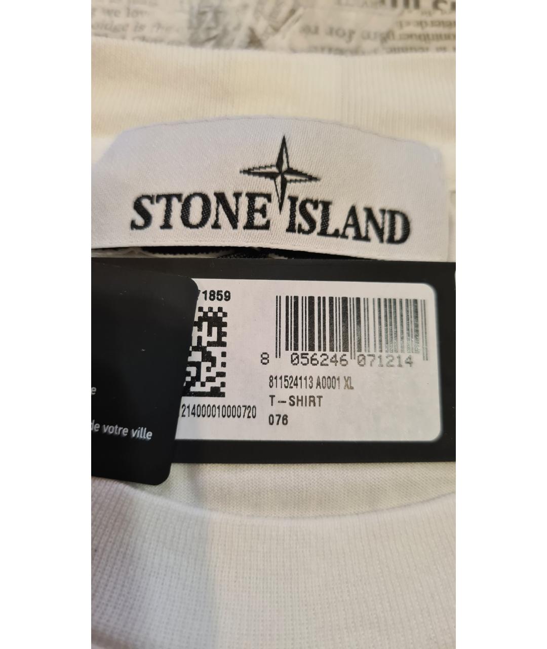 STONE ISLAND Белая хлопковая футболка, фото 6