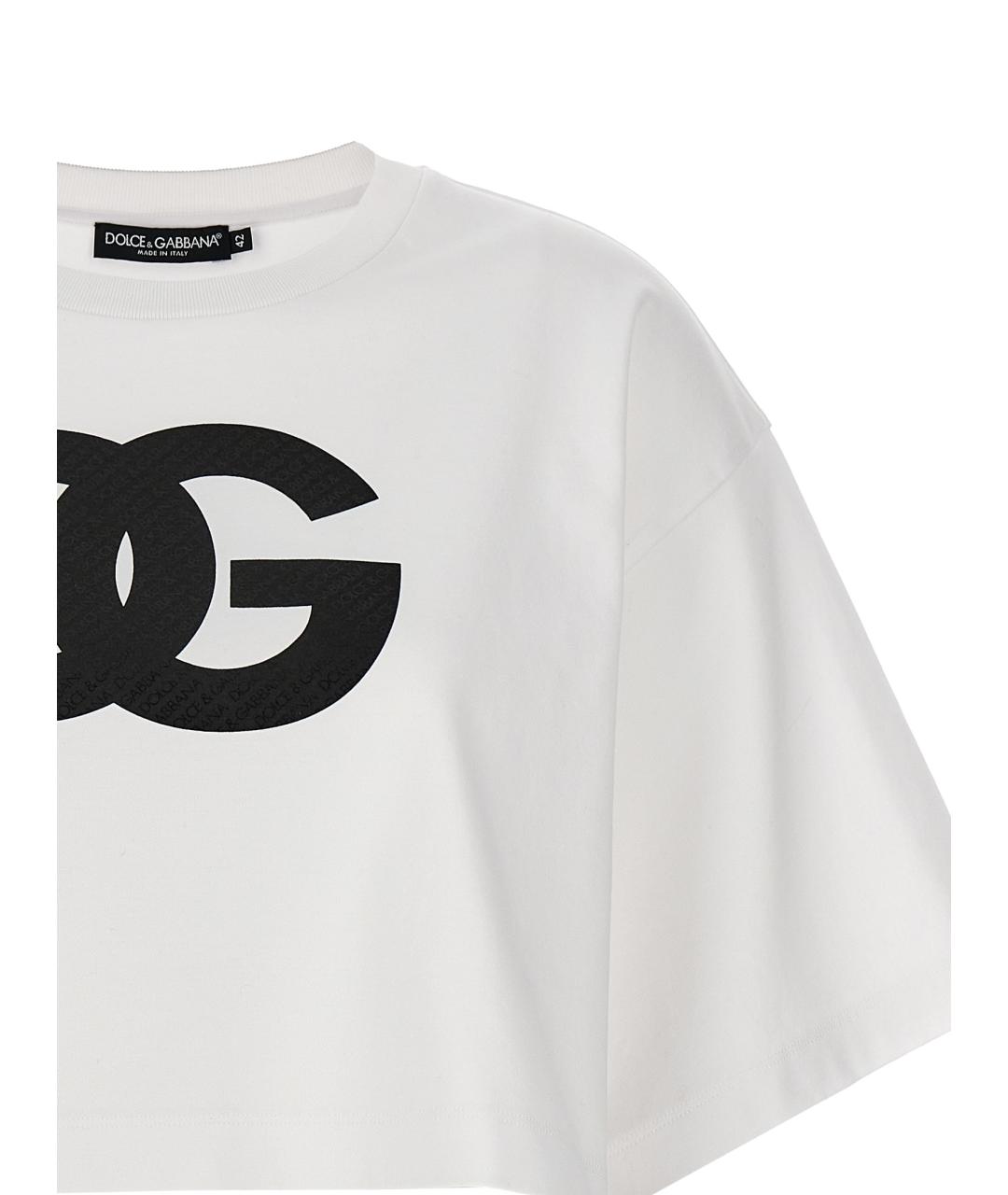 DOLCE&GABBANA Белая хлопковая футболка, фото 3