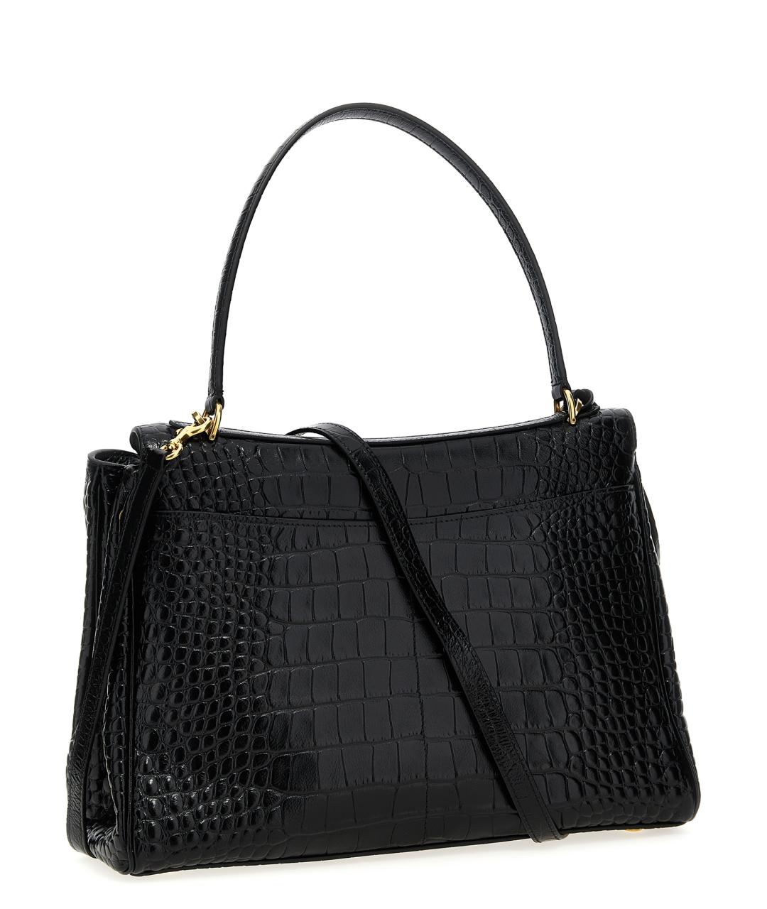 BALENCIAGA Черная кожаная сумка тоут, фото 2