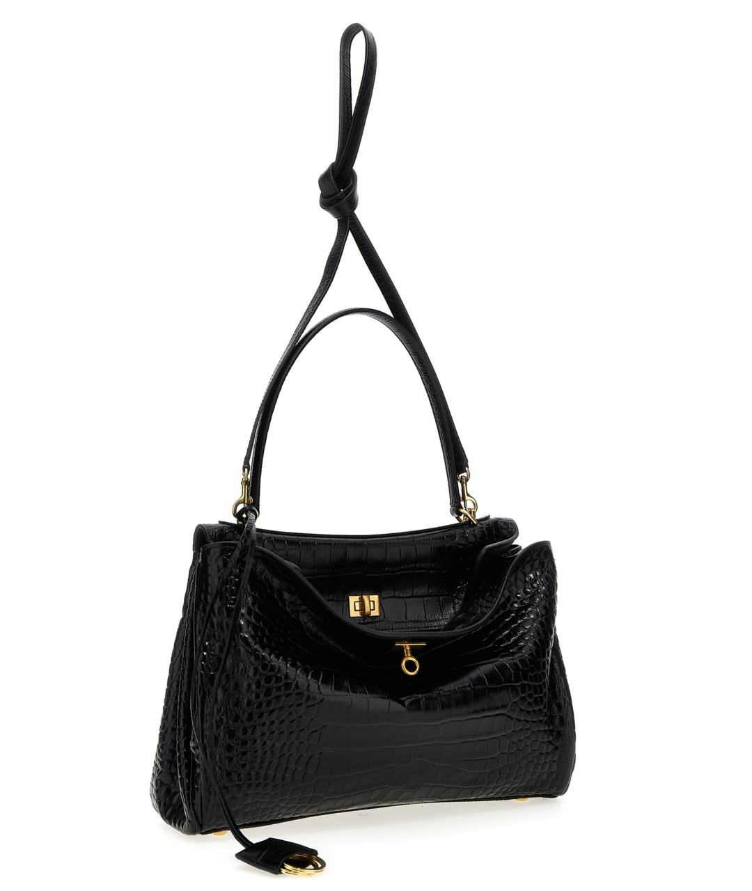 BALENCIAGA Черная кожаная сумка тоут, фото 3