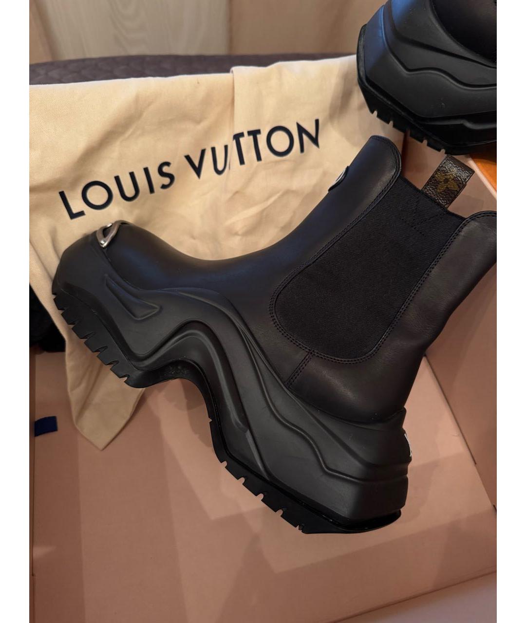 LOUIS VUITTON Черные кожаные сапоги, фото 6