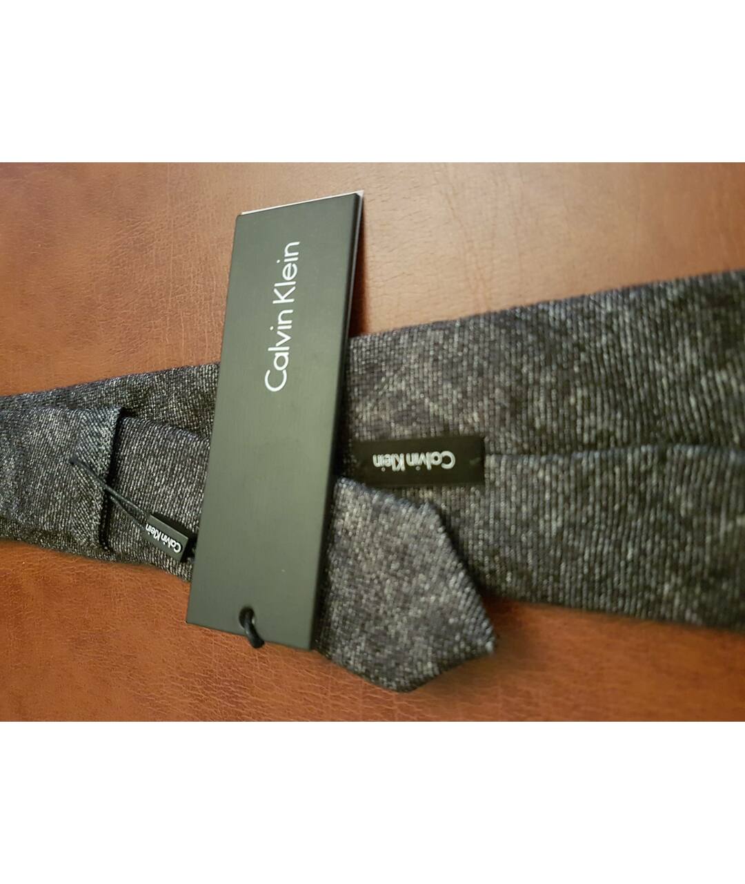 CALVIN KLEIN Серый шерстяной галстук, фото 3