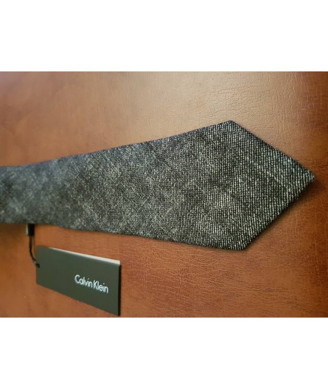 CALVIN KLEIN Серый шерстяной галстук, фото 4