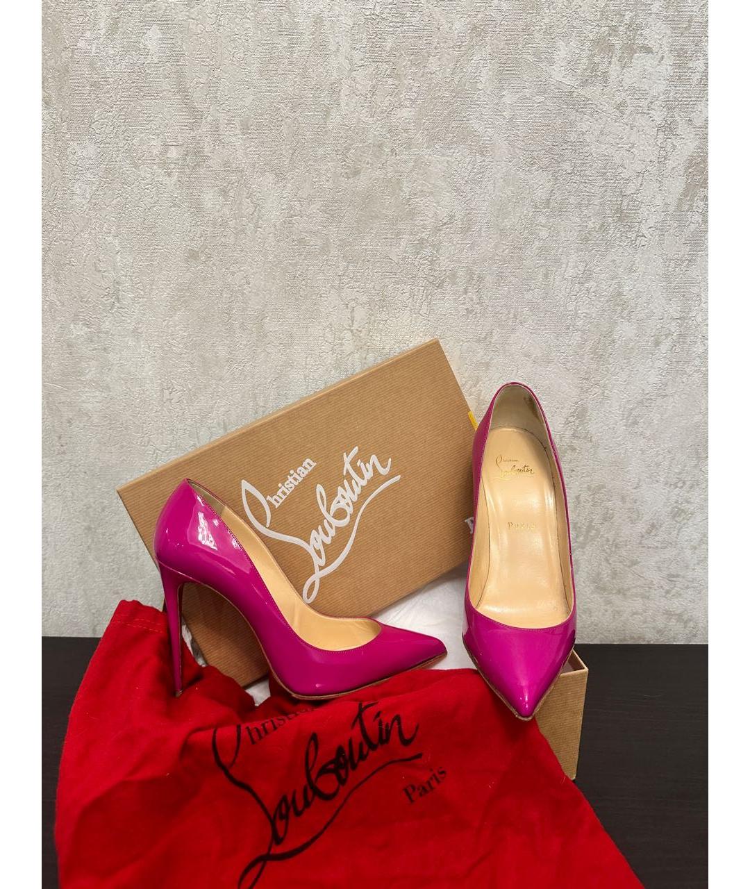 CHRISTIAN LOUBOUTIN Фуксия туфли из лакированной кожи, фото 4