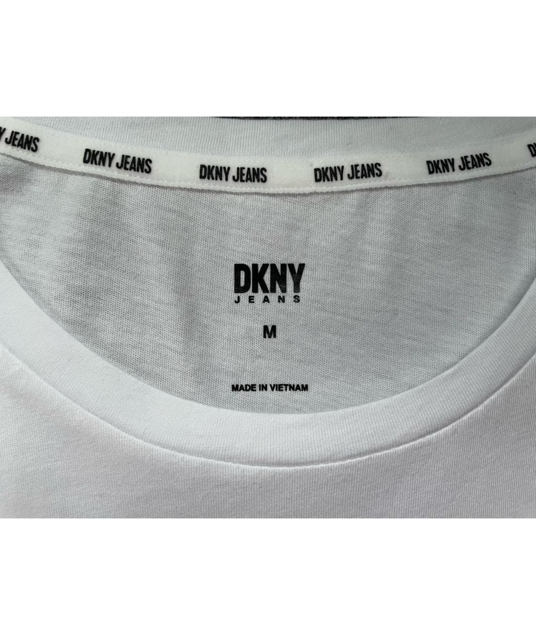 DKNY Белая хлопковая футболка, фото 7