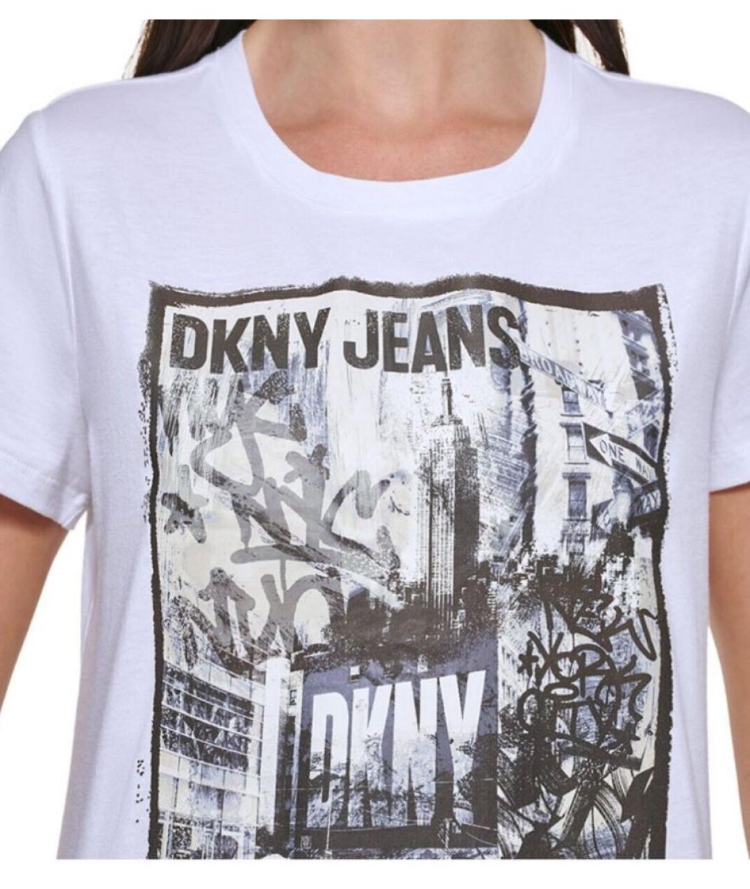 DKNY Белая хлопковая футболка, фото 6