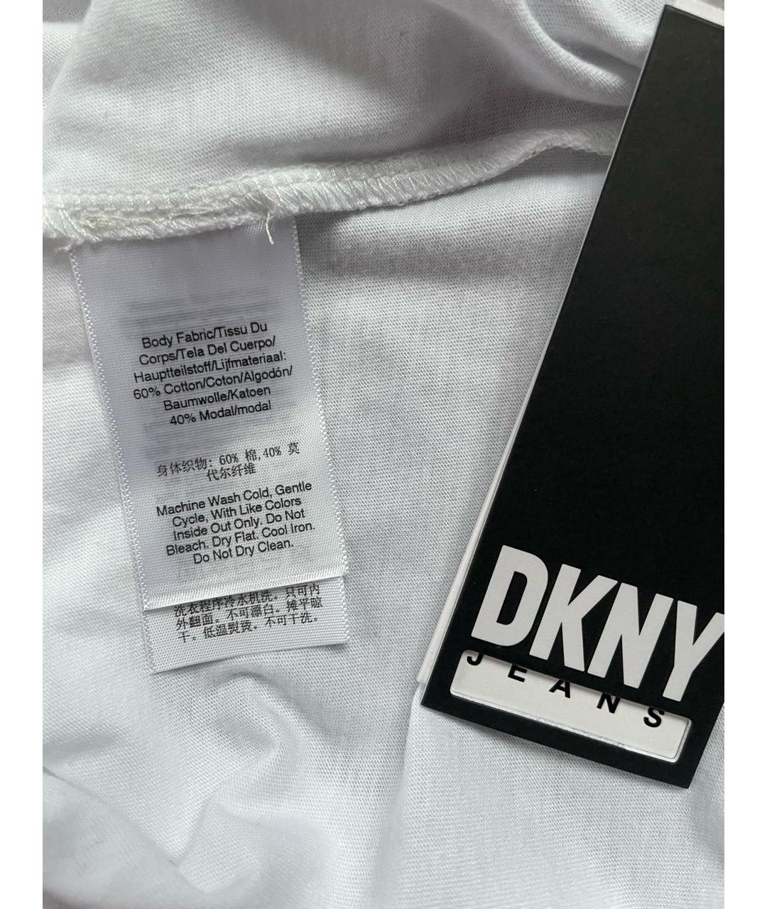 DKNY Белая хлопковая футболка, фото 3