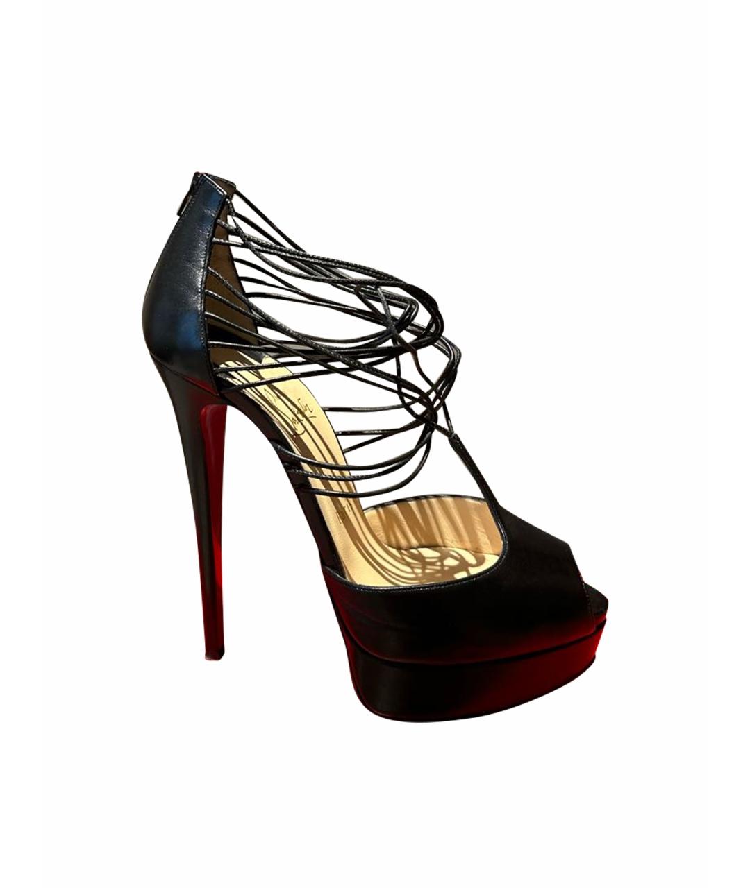 CHRISTIAN LOUBOUTIN Черные кожаные босоножки, фото 1