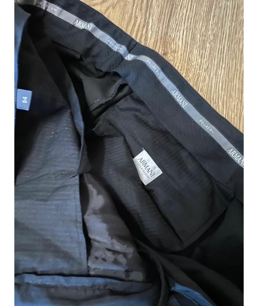 ARMANI COLLEZIONI Черные хлопко-эластановые классические брюки, фото 3