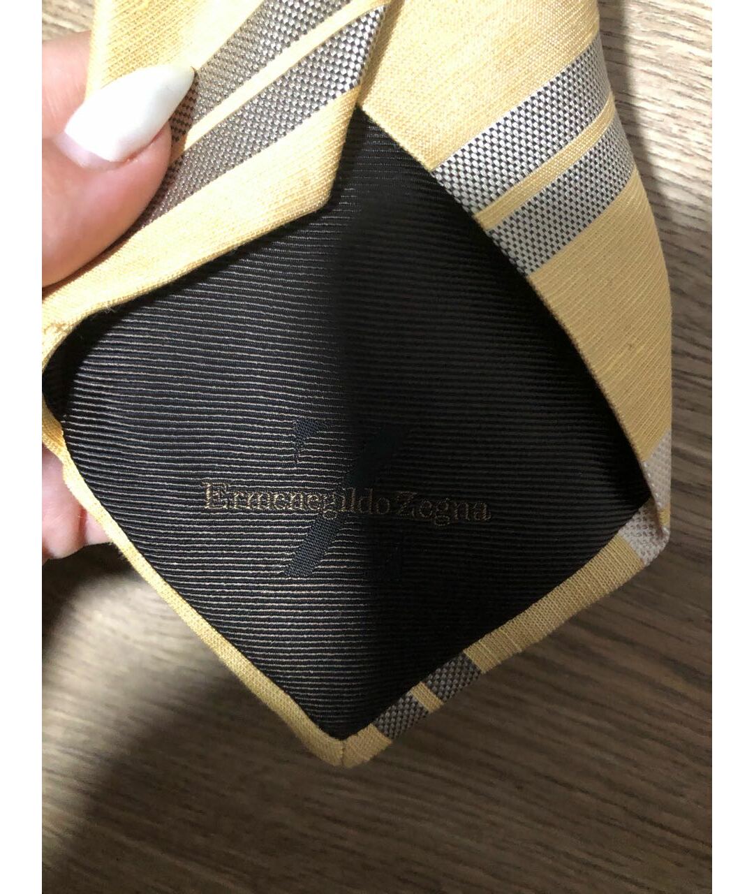 ERMENEGILDO ZEGNA Золотой шелковый галстук, фото 3