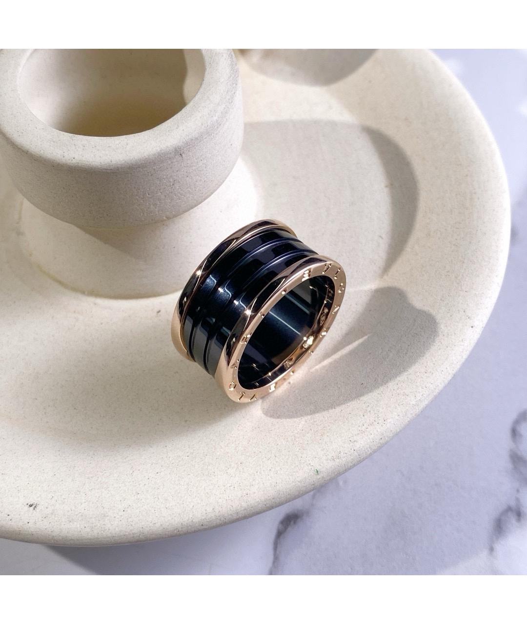 BVLGARI Черное кольцо из розового золота, фото 2