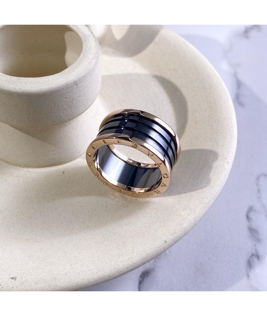 BVLGARI Черное кольцо из розового золота, фото 4