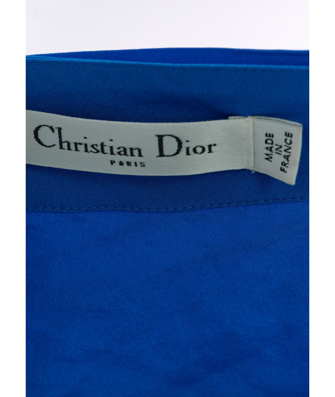 CHRISTIAN DIOR Синее шелковое повседневное платье, фото 3