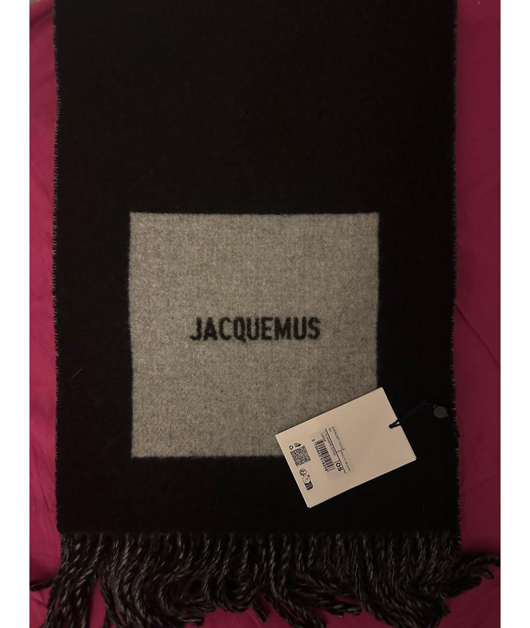 JACQUEMUS Черный шерстяной шарф, фото 4