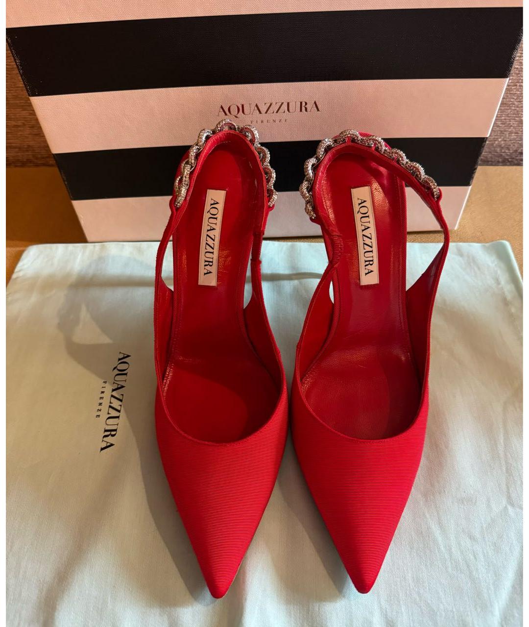 AQUAZZURA Красные текстильные туфли, фото 2