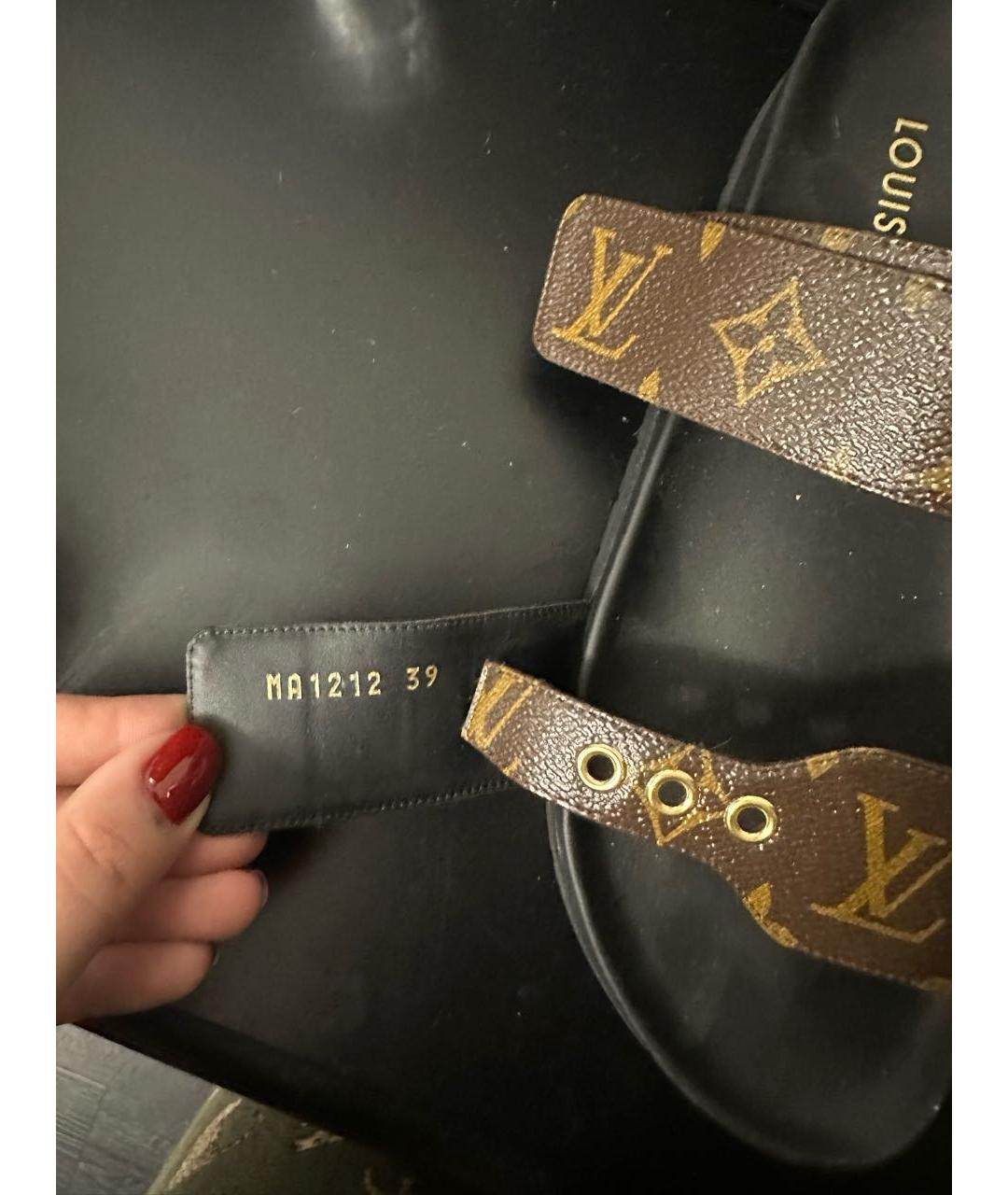 LOUIS VUITTON Коричневые кожаные сандалии, фото 4