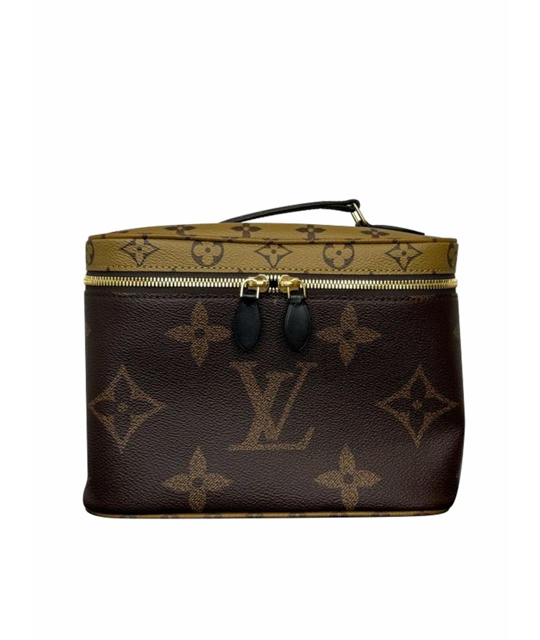 LOUIS VUITTON Коричневая кожаная косметичка, фото 1