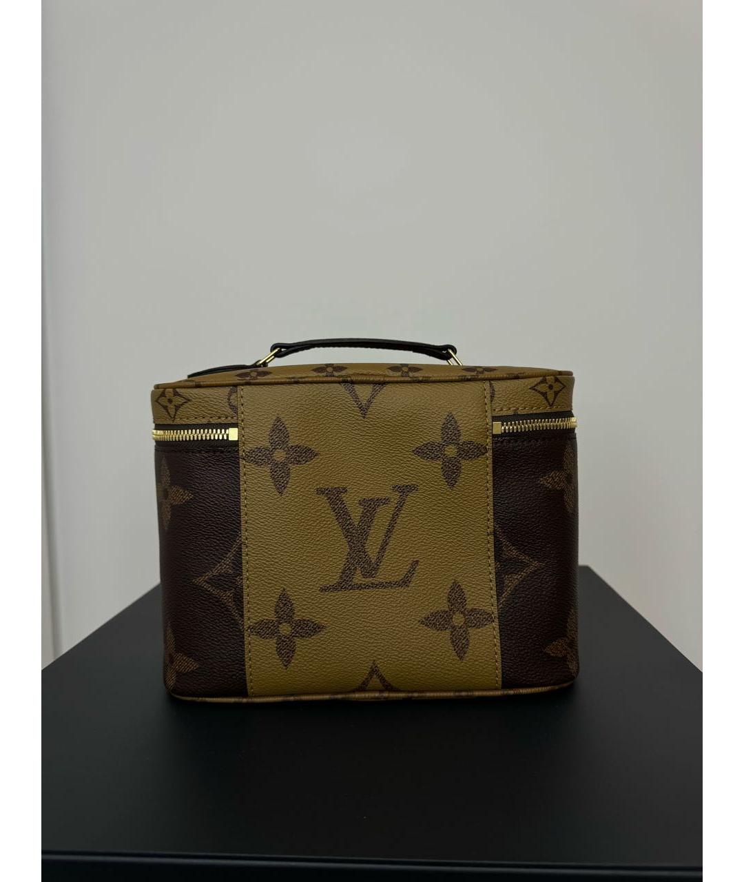 LOUIS VUITTON Коричневая кожаная косметичка, фото 2