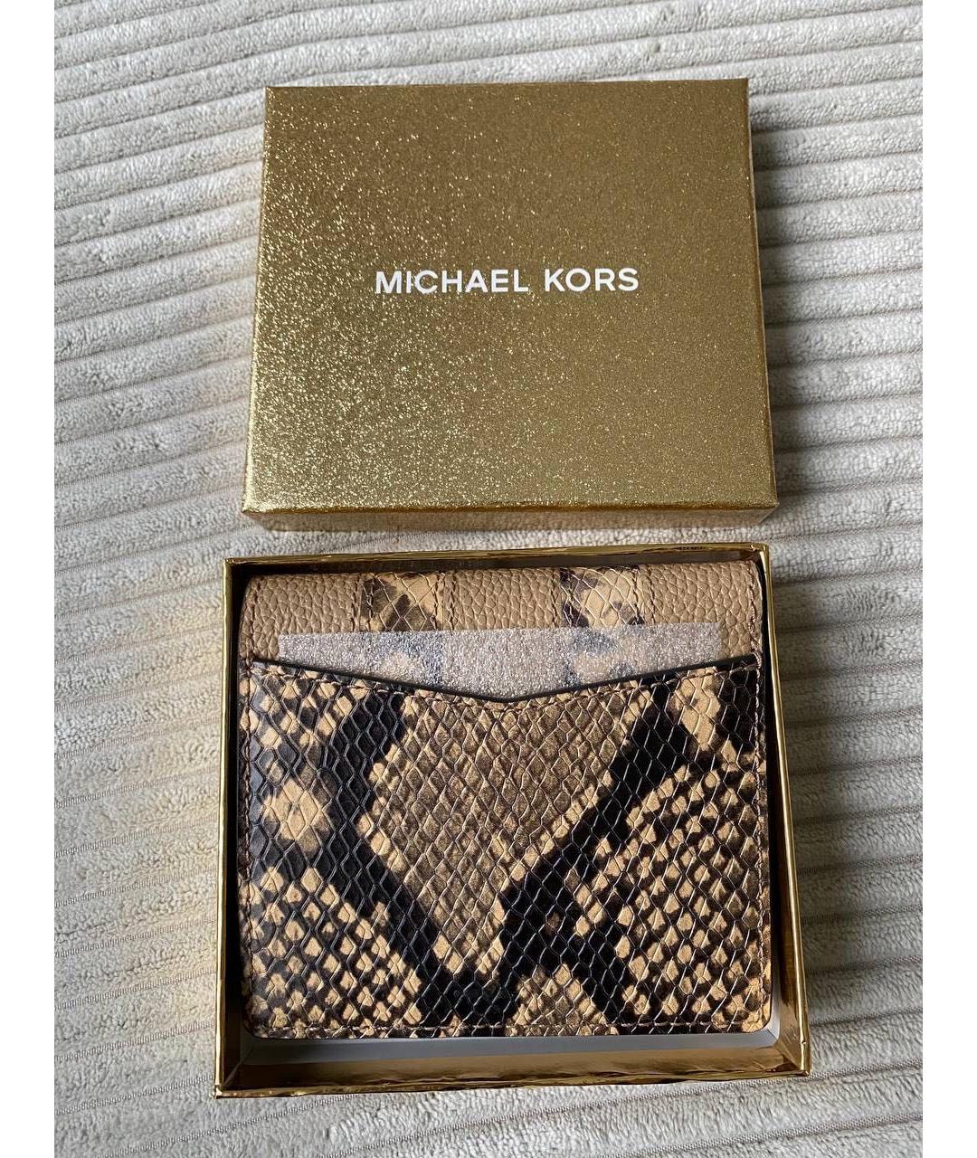 MICHAEL KORS Бежевый кожаный кошелек, фото 2