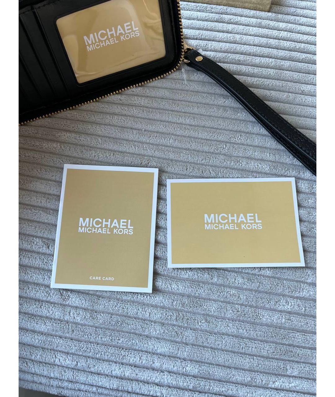 MICHAEL KORS Черный кожаный кошелек, фото 3