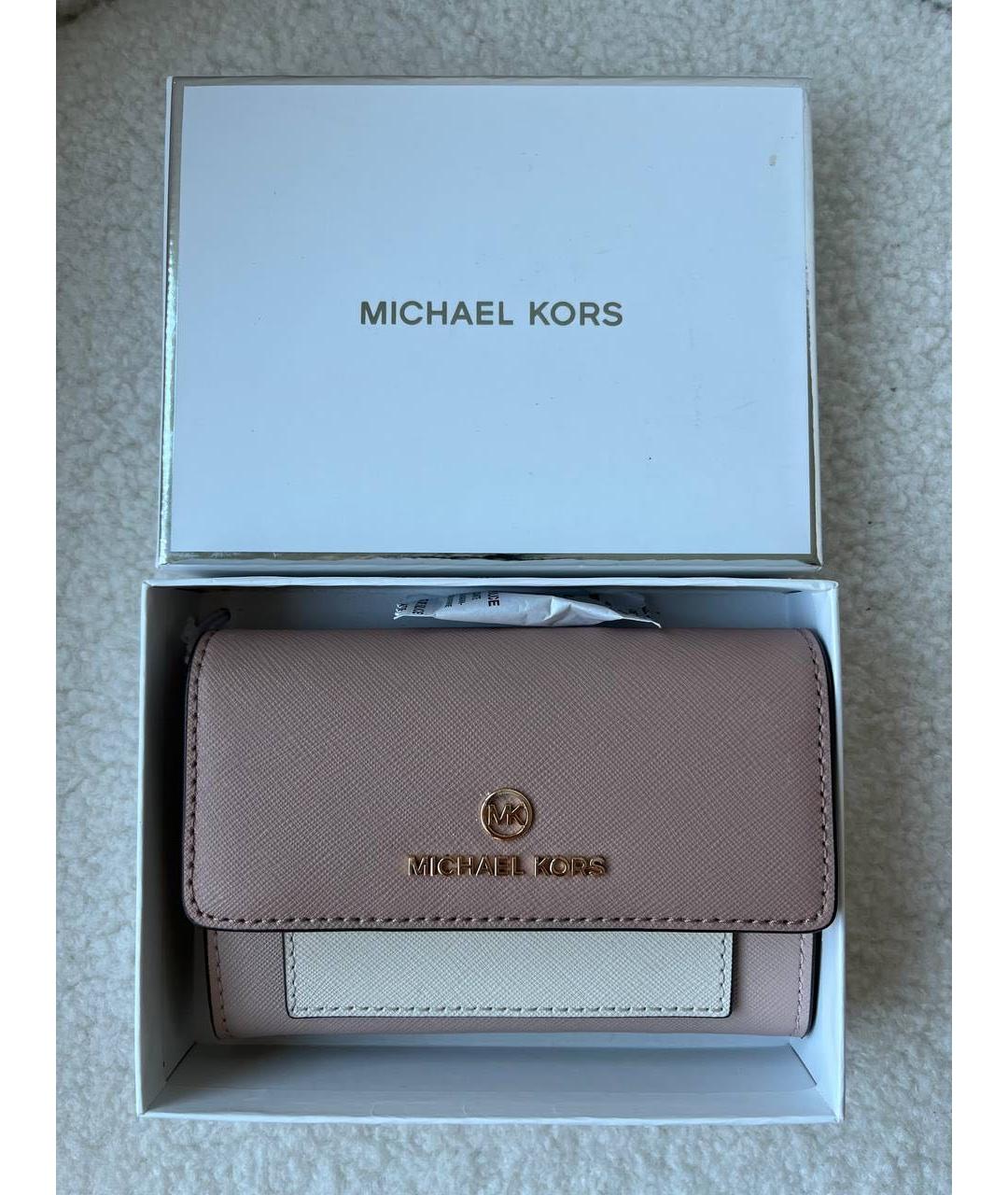 MICHAEL KORS Розовый кожаный кошелек, фото 9