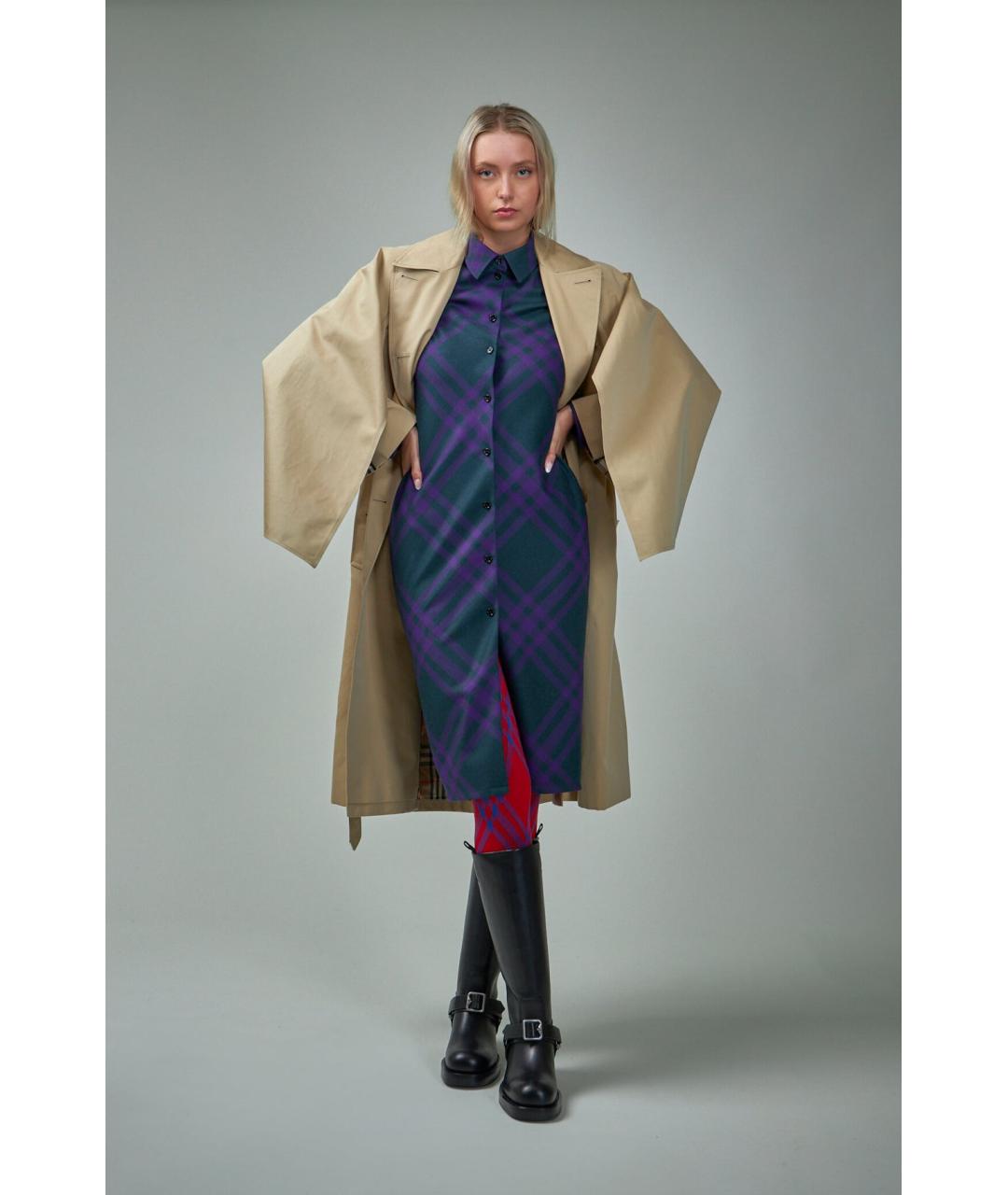 BURBERRY Фиолетовое шерстяное повседневное платье, фото 4