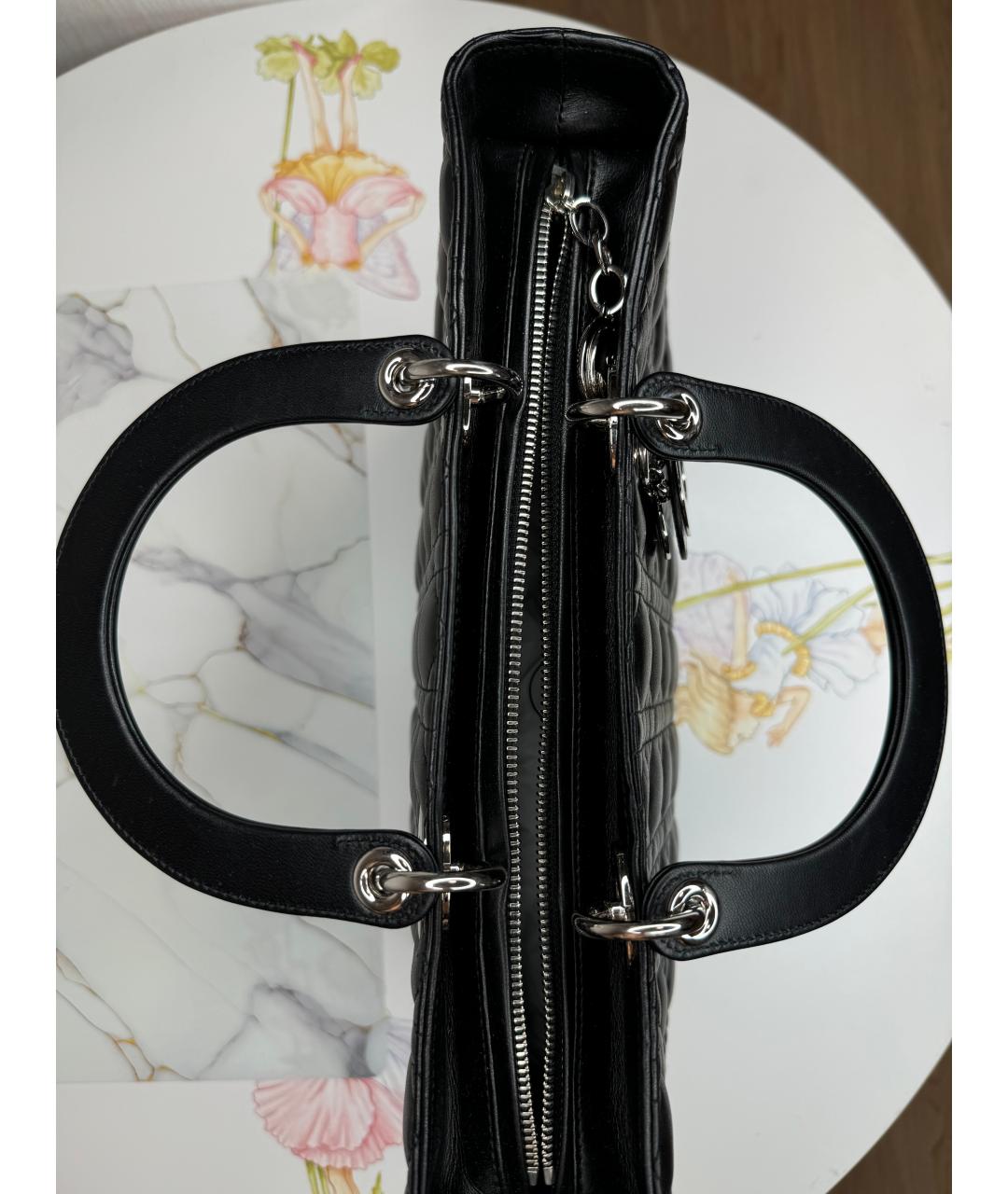 CHRISTIAN DIOR Черная кожаная сумка с короткими ручками, фото 9