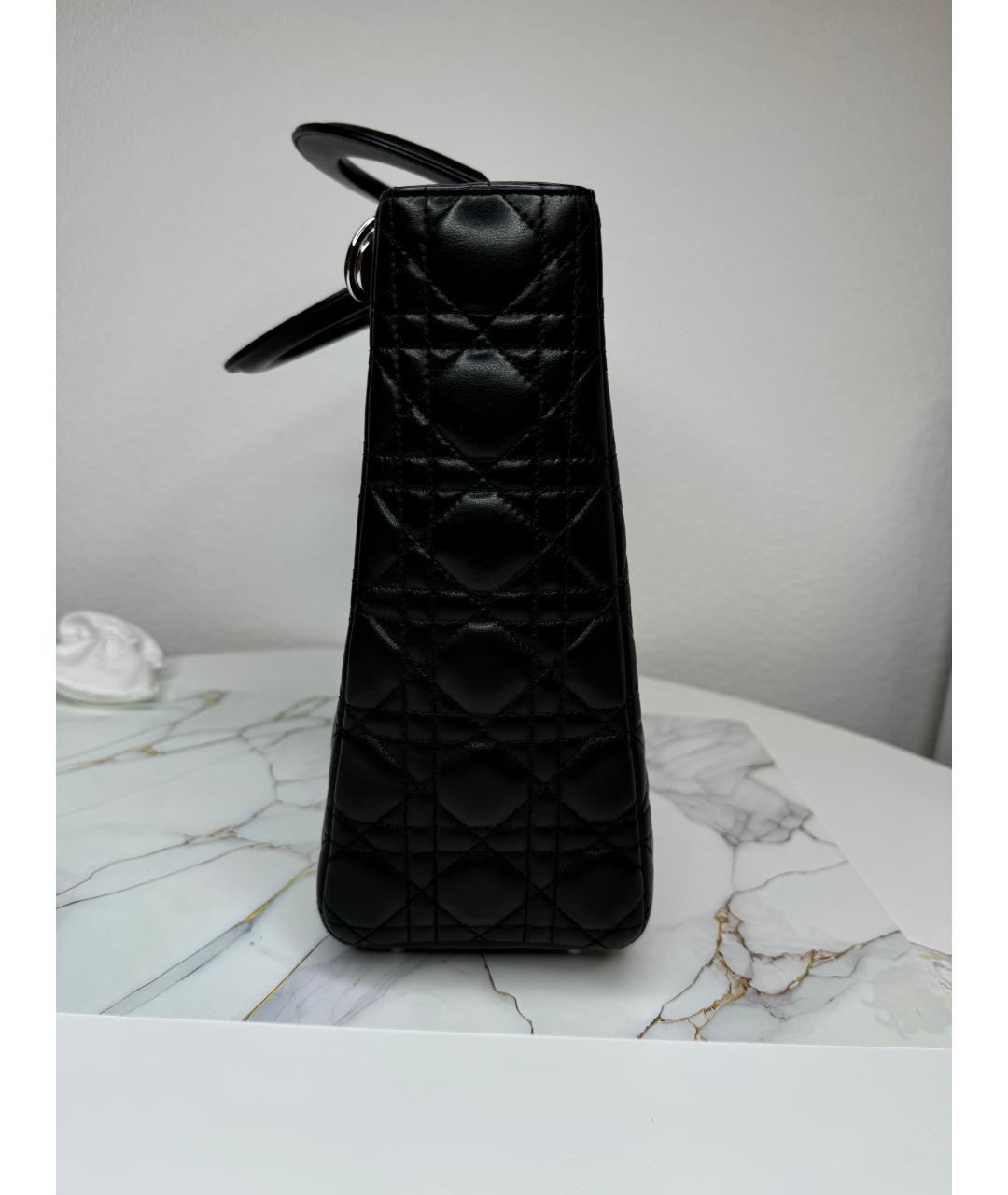 CHRISTIAN DIOR Черная кожаная сумка с короткими ручками, фото 2