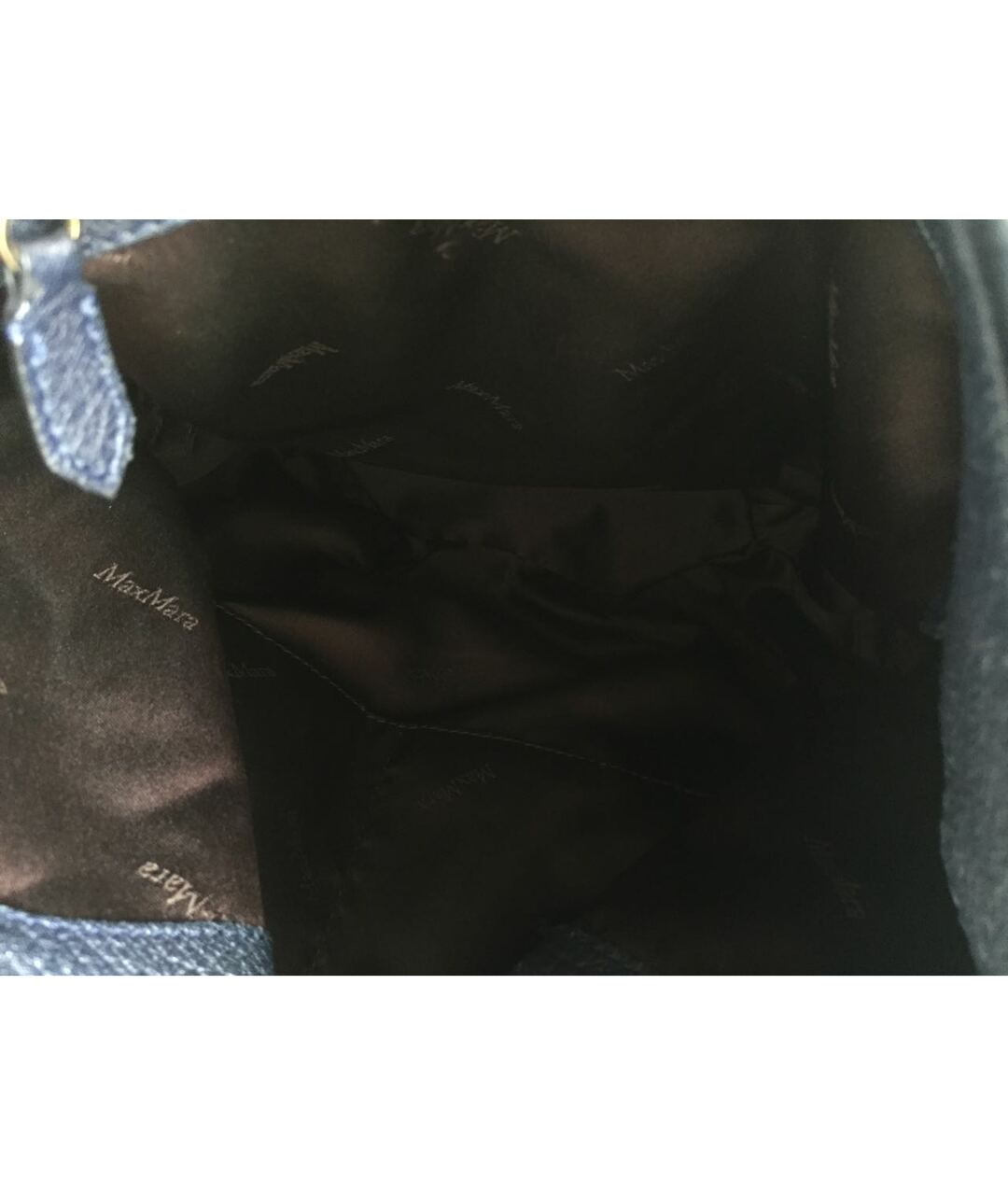 MAX MARA Темно-синяя кожаная сумка с короткими ручками, фото 3