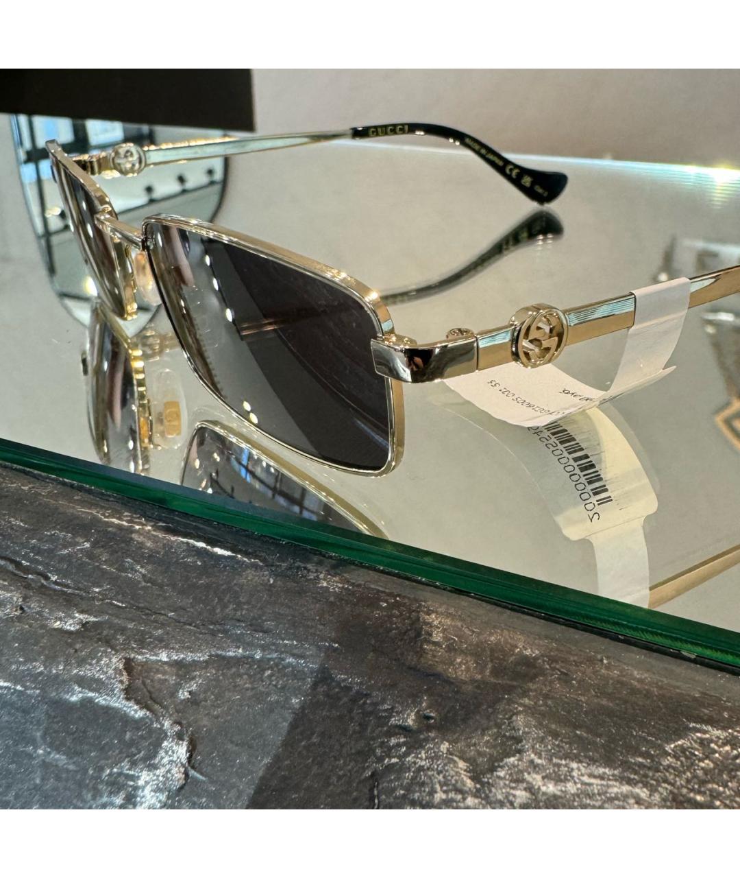 GUCCI Золотые металлические солнцезащитные очки, фото 2
