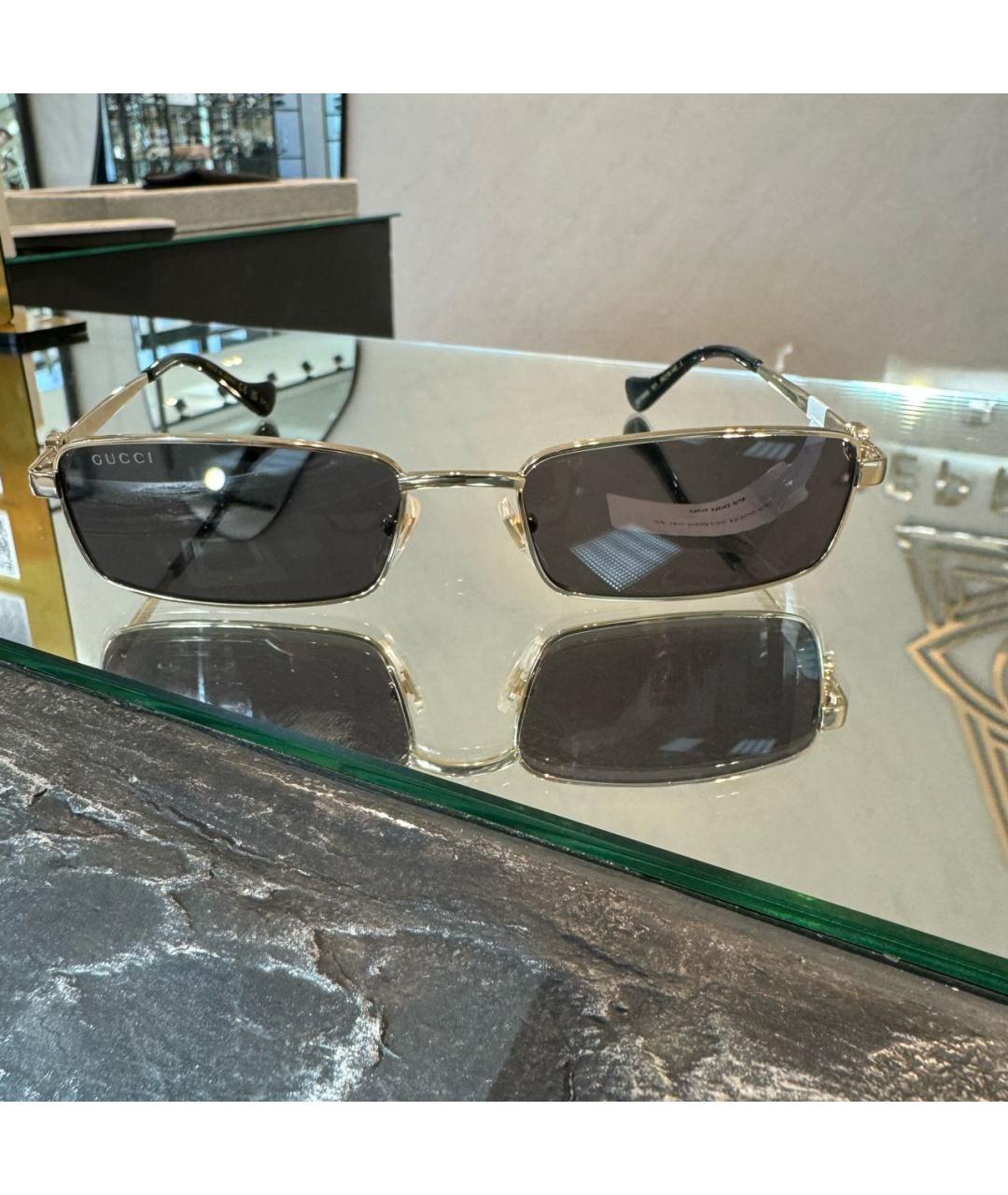 GUCCI Золотые металлические солнцезащитные очки, фото 4