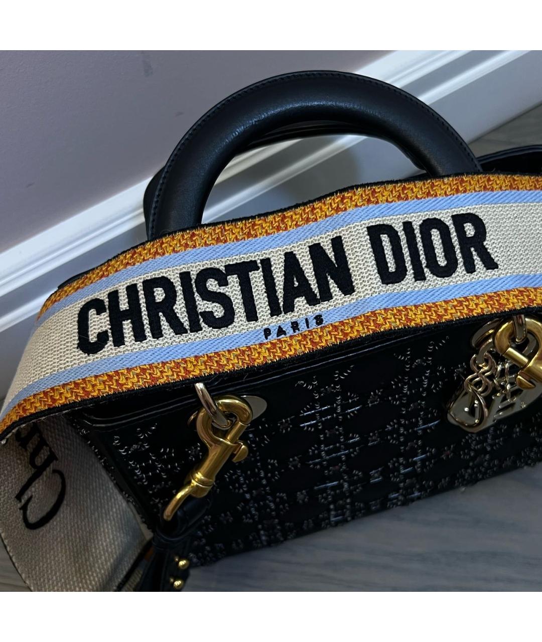 CHRISTIAN DIOR Черная кожаная сумка с короткими ручками, фото 3