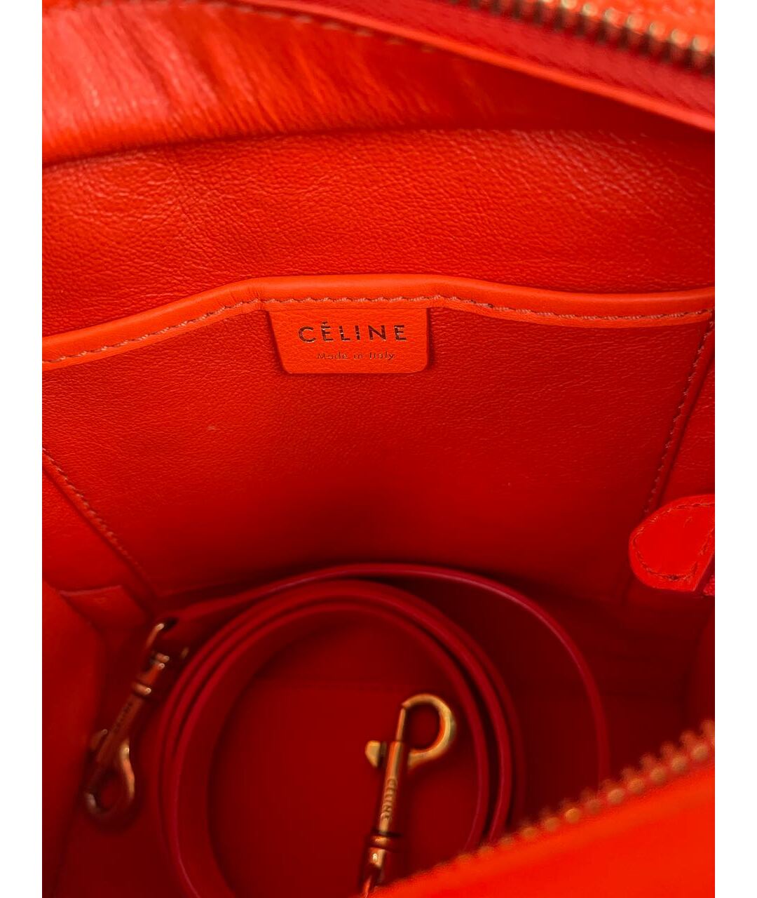 CELINE Коралловая кожаная сумка тоут, фото 6