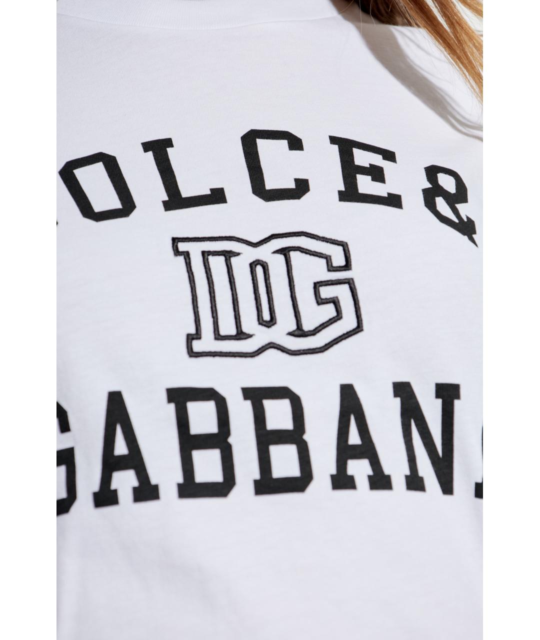 DOLCE&GABBANA Белая хлопковая футболка, фото 4