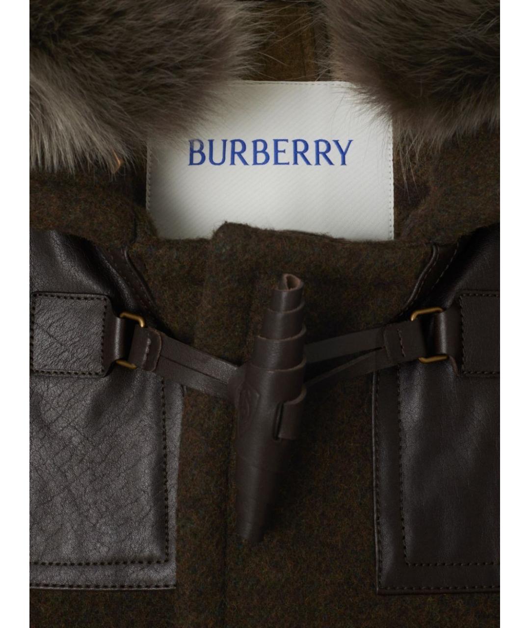 BURBERRY Хаки шерстяное пальто, фото 3