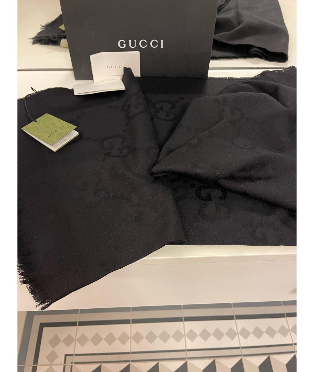 GUCCI Черный шарф, фото 4