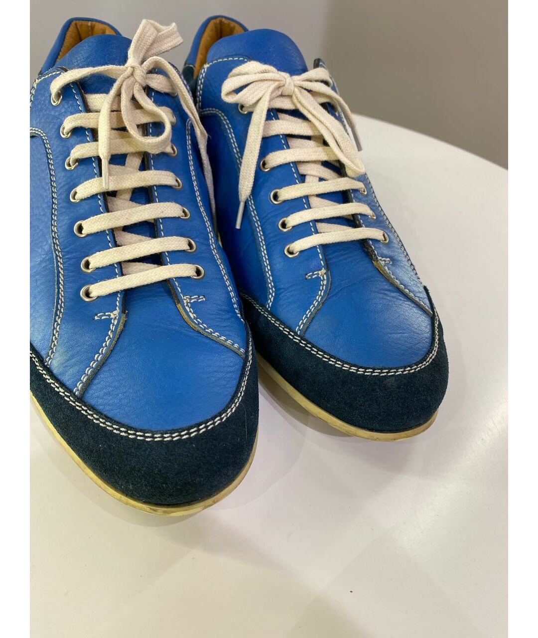 ZILLI Синие кожаные низкие кроссовки / кеды, фото 7