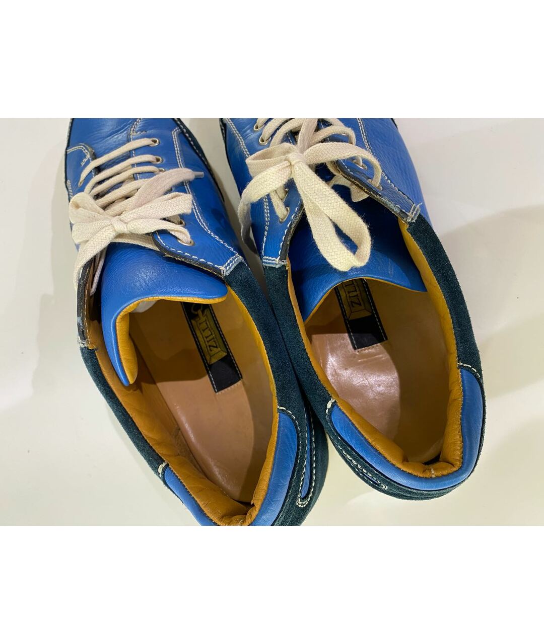 ZILLI Синие кожаные низкие кроссовки / кеды, фото 8