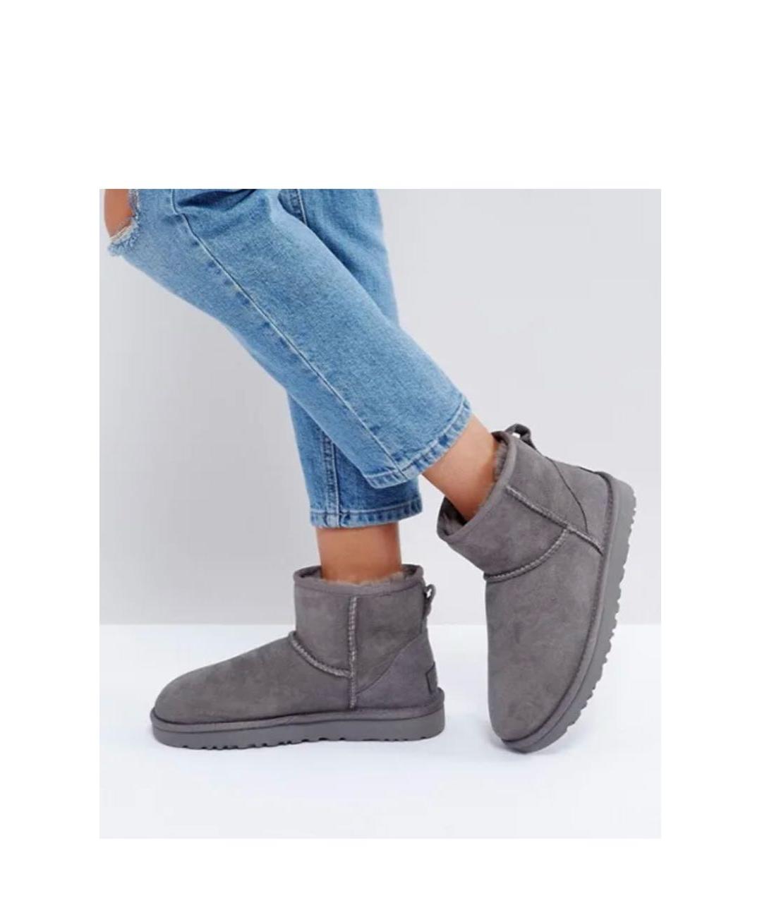 UGG AUSTRALIA Серые нубуковые полусапоги, фото 5