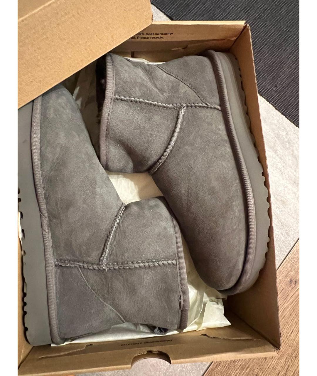 UGG AUSTRALIA Серые нубуковые полусапоги, фото 6