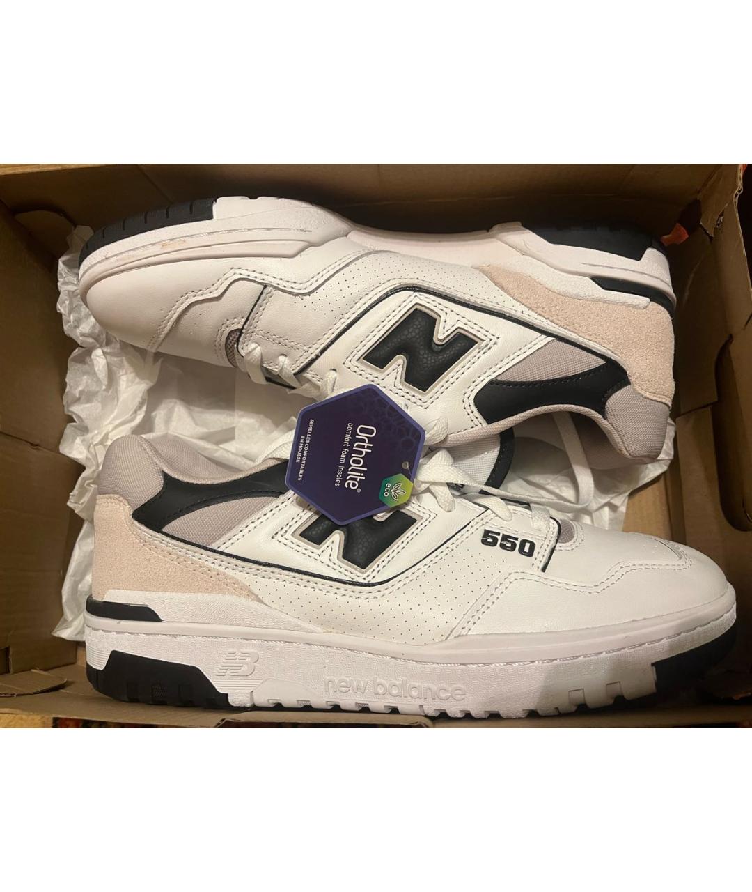 NEW BALANCE Белые кожаные низкие кроссовки / кеды, фото 6