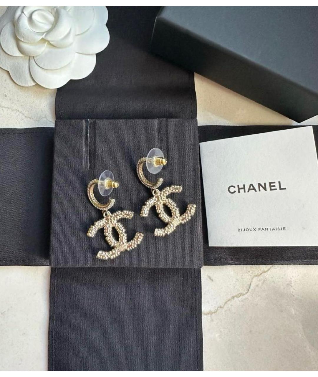 CHANEL Золотые латунные серьги, фото 3