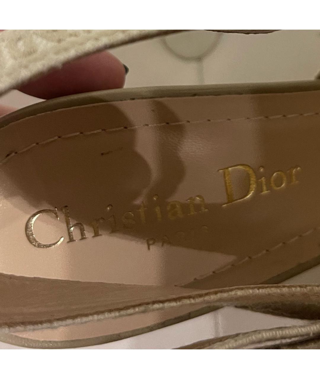 CHRISTIAN DIOR Бежевые текстильные туфли, фото 3