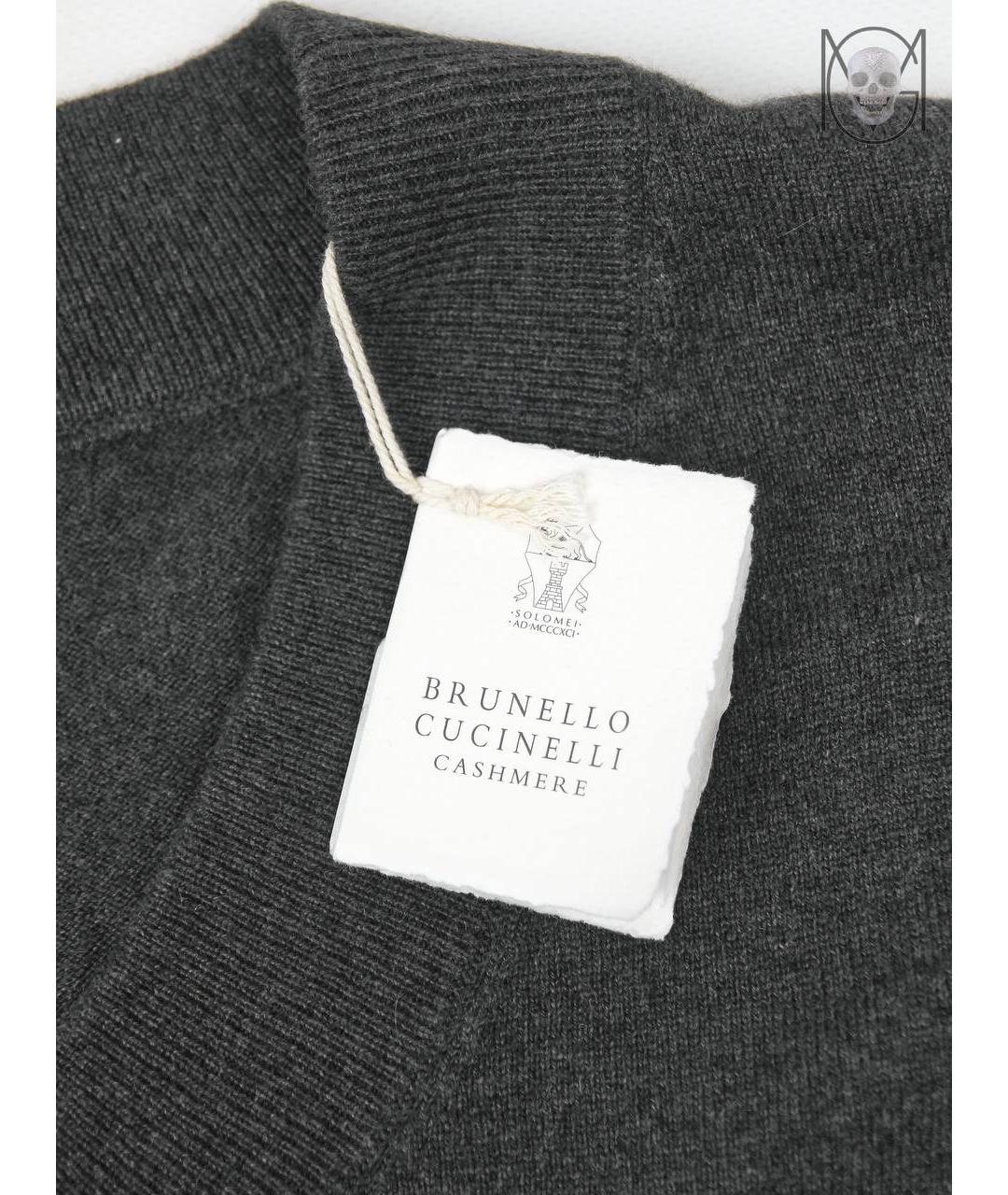 BRUNELLO CUCINELLI Антрацитовый кашемировый джемпер / свитер, фото 3