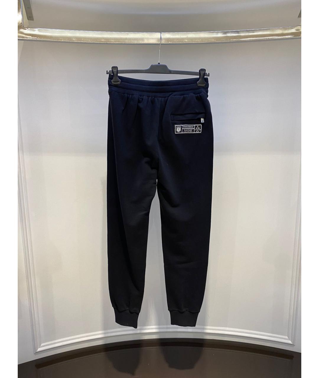DOLCE&GABBANA Темно-синие хлопковые повседневные брюки, фото 3