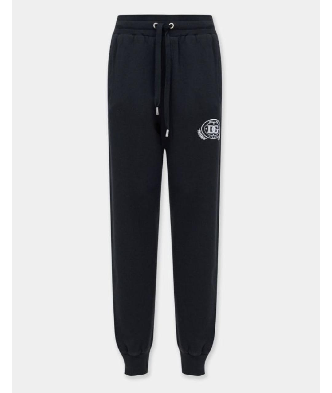 DOLCE&GABBANA Темно-синие хлопковые повседневные брюки, фото 4