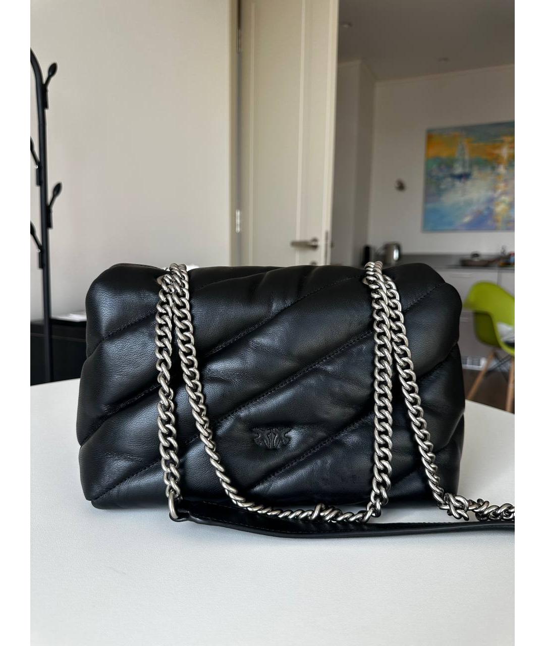 PINKO Черная кожаная сумка через плечо, фото 3